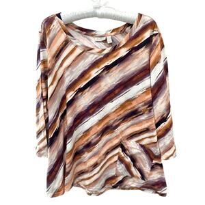 LOGO LORI GOLDSTEIN | Abstract Stripe Pocket Tunic Top Plus Size | 2X